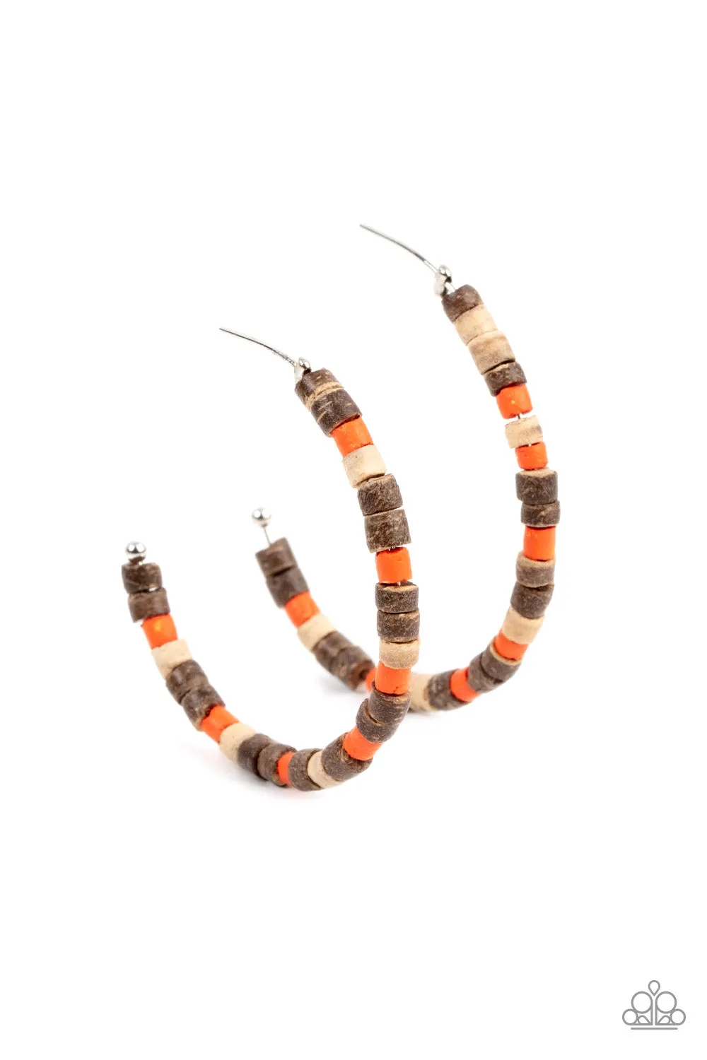 Paparazzi Effortlessly Earthy - Orange Hoop Earrings