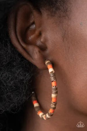 Paparazzi Effortlessly Earthy - Orange Hoop Earrings