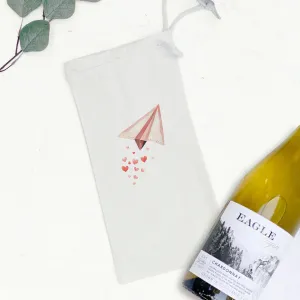 Paper Airplane - Valentine's Day Canvas Wine Bag