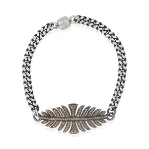 Pave Diamond Feather Double Edge Bracelet