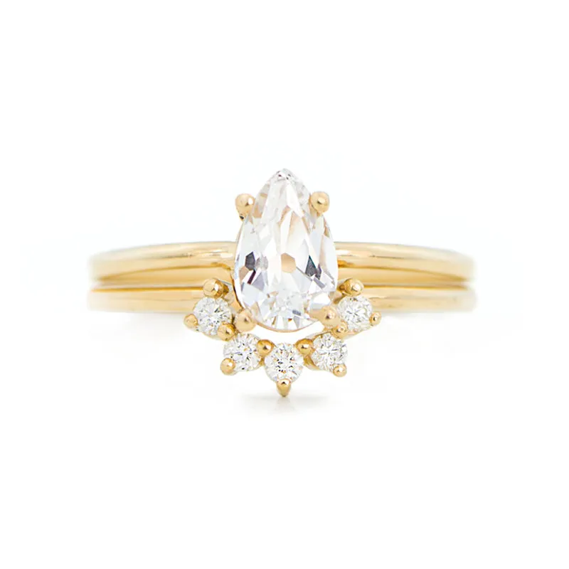 Pear Cut White Sapphire Wedding Ring Set