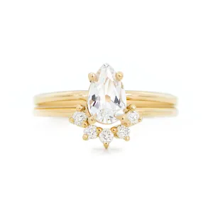 Pear Cut White Sapphire Wedding Ring Set