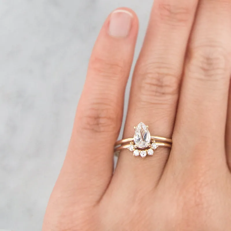 Pear Cut White Sapphire Wedding Ring Set