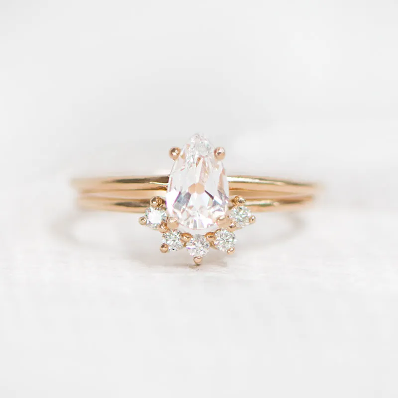 Pear Cut White Sapphire Wedding Ring Set