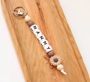 Personalised Flower Key ring Beige
