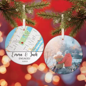 Personalized Engagement Map Metal ornament