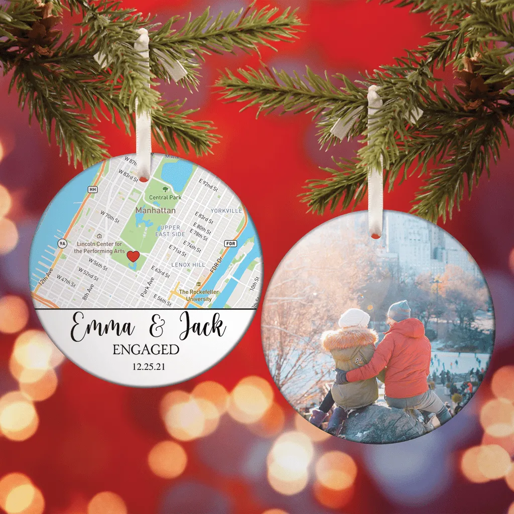 Personalized Engagement Map Metal ornament
