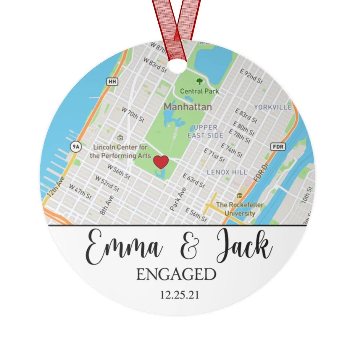 Personalized Engagement Map Metal ornament