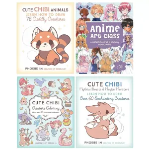 Phoebe Im Collection 4 Books Set Cute Cuddly Art,Chibi Animals,Creature Coloring