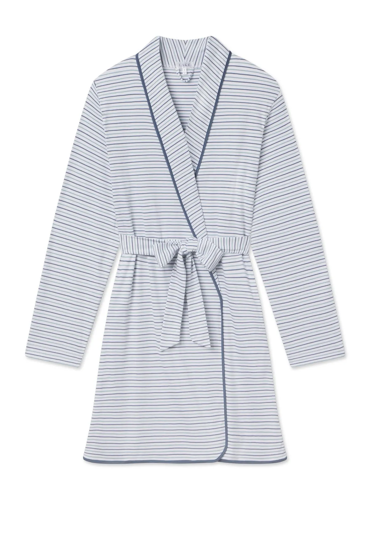 Pima Short Robe in Sea Depth Multi Stripe