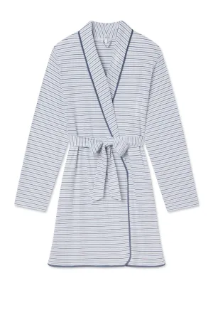 Pima Short Robe in Sea Depth Multi Stripe