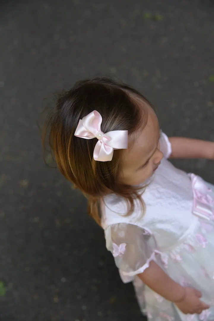 Pink Small Satin Bow Hairclip