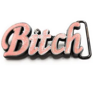 Pink Sparkly "Bitch" Belt Buckle with Rhinestone Funny