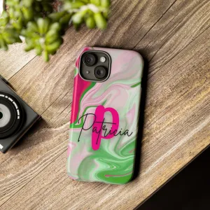 PNK Watercolor Pink & Green Personalized Tough Phone Case