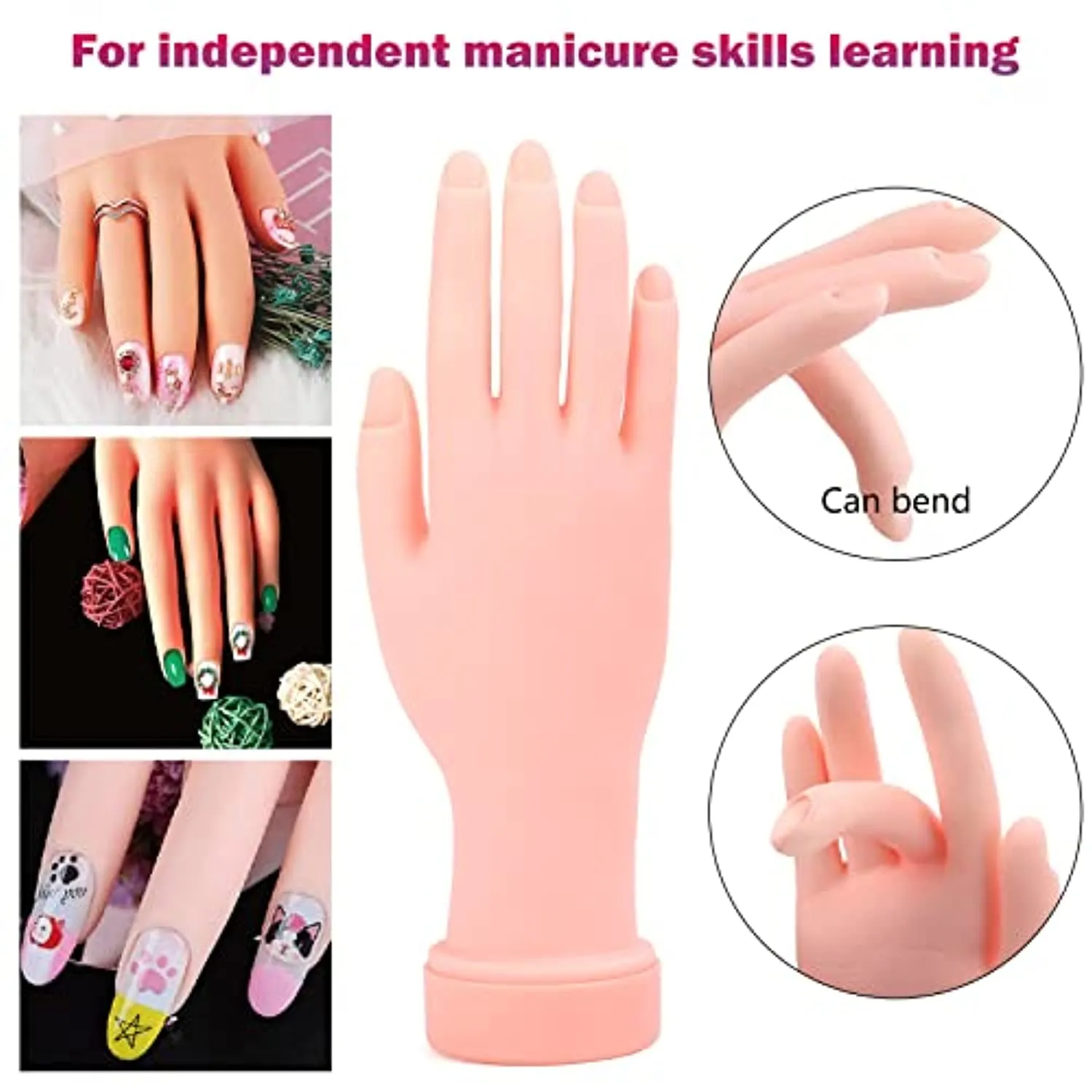 Practice Hand for Acrylic Nails, Fake Maniquin Training Hand for Nail Practice, Nail Practice Hand with Acrylic Nail Powder and Liquid Set, Nail Kit Set Professional Acrylic with Manincure Hand