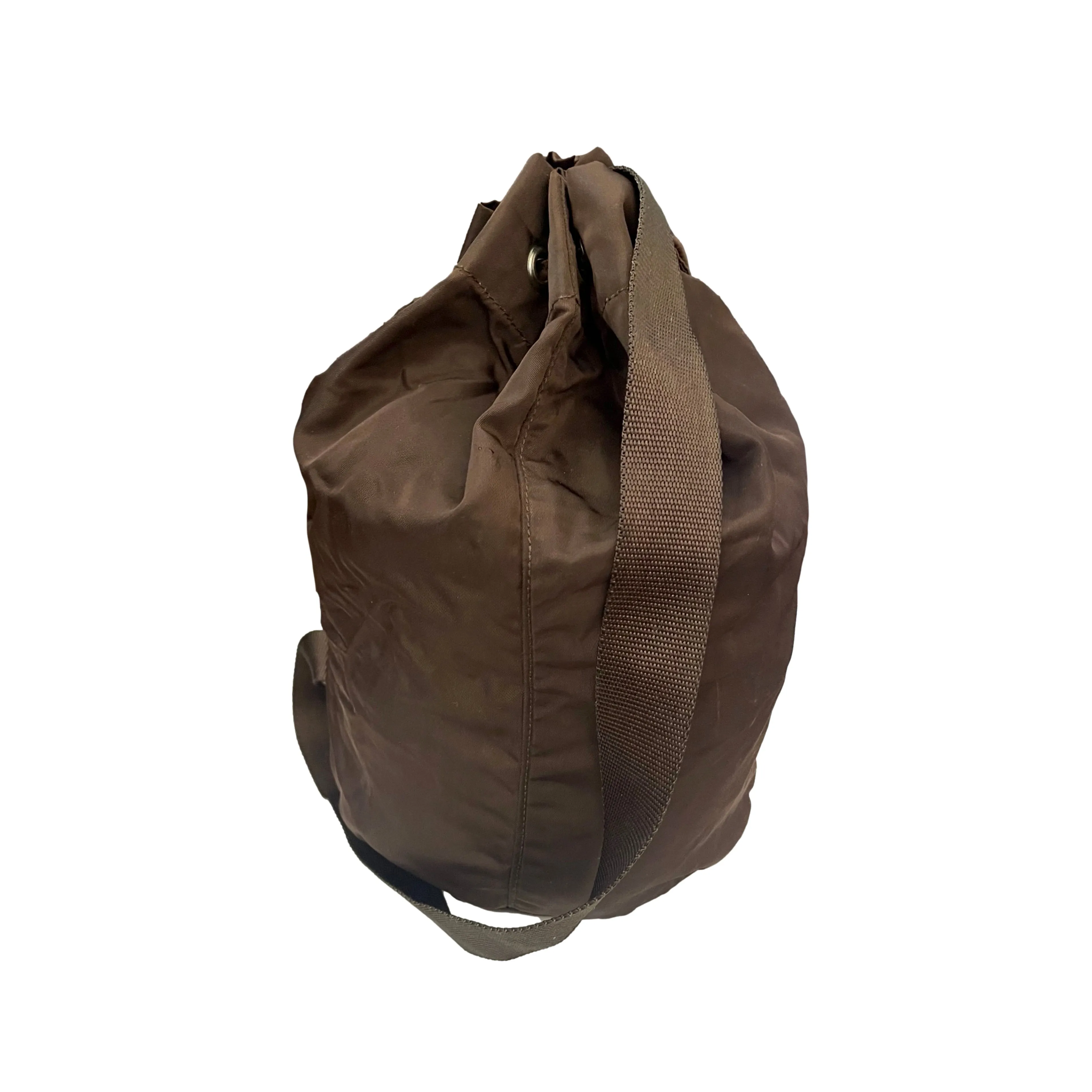 Prada Brown Logo Bucket Bag