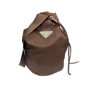 Prada Brown Logo Bucket Bag