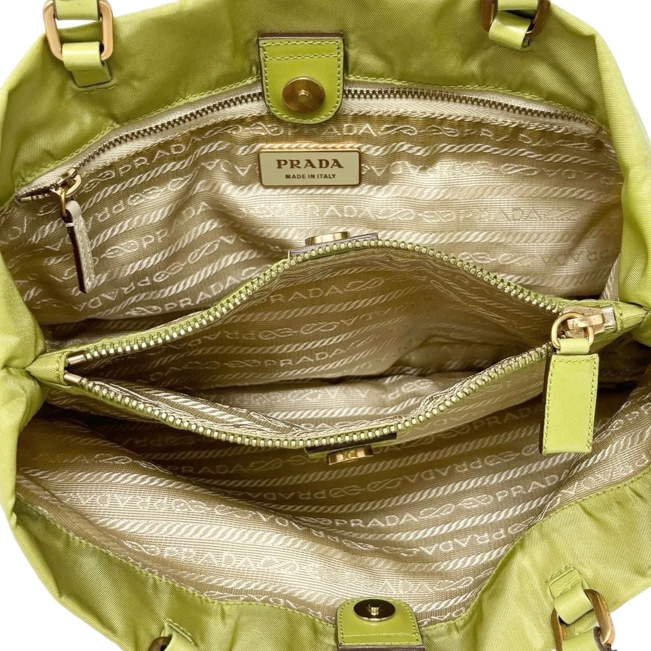 Prada Lime Green Nylon Shoulder Bag