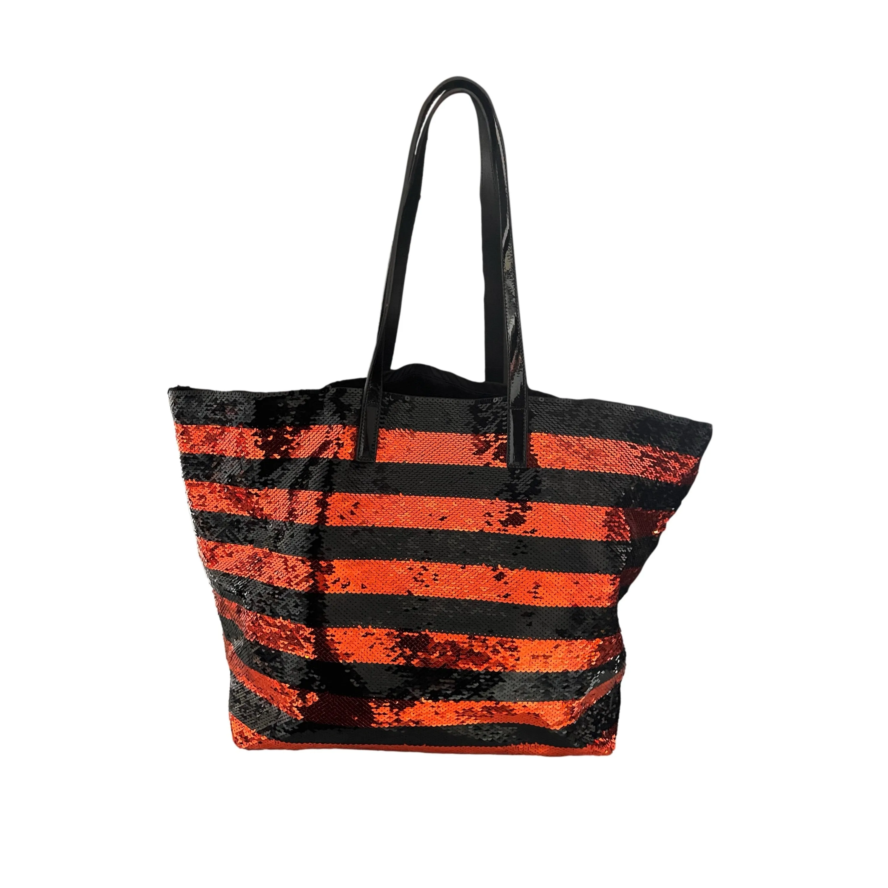 Prada Orange Sequin Stripe Tote Bag