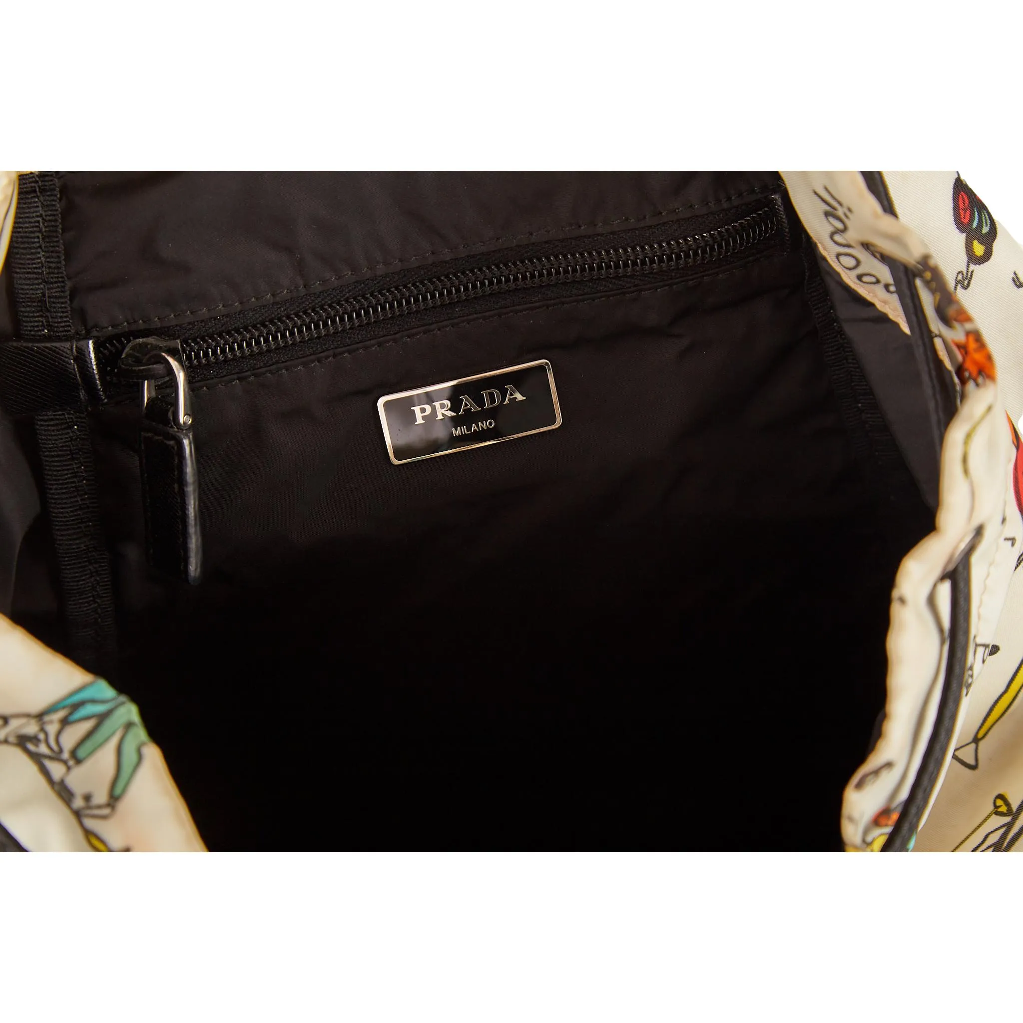 Prada White Band Print Backpack