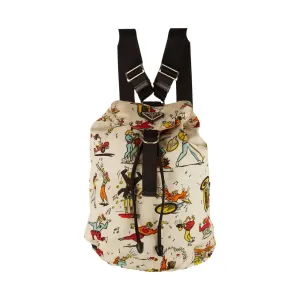 Prada White Band Print Backpack