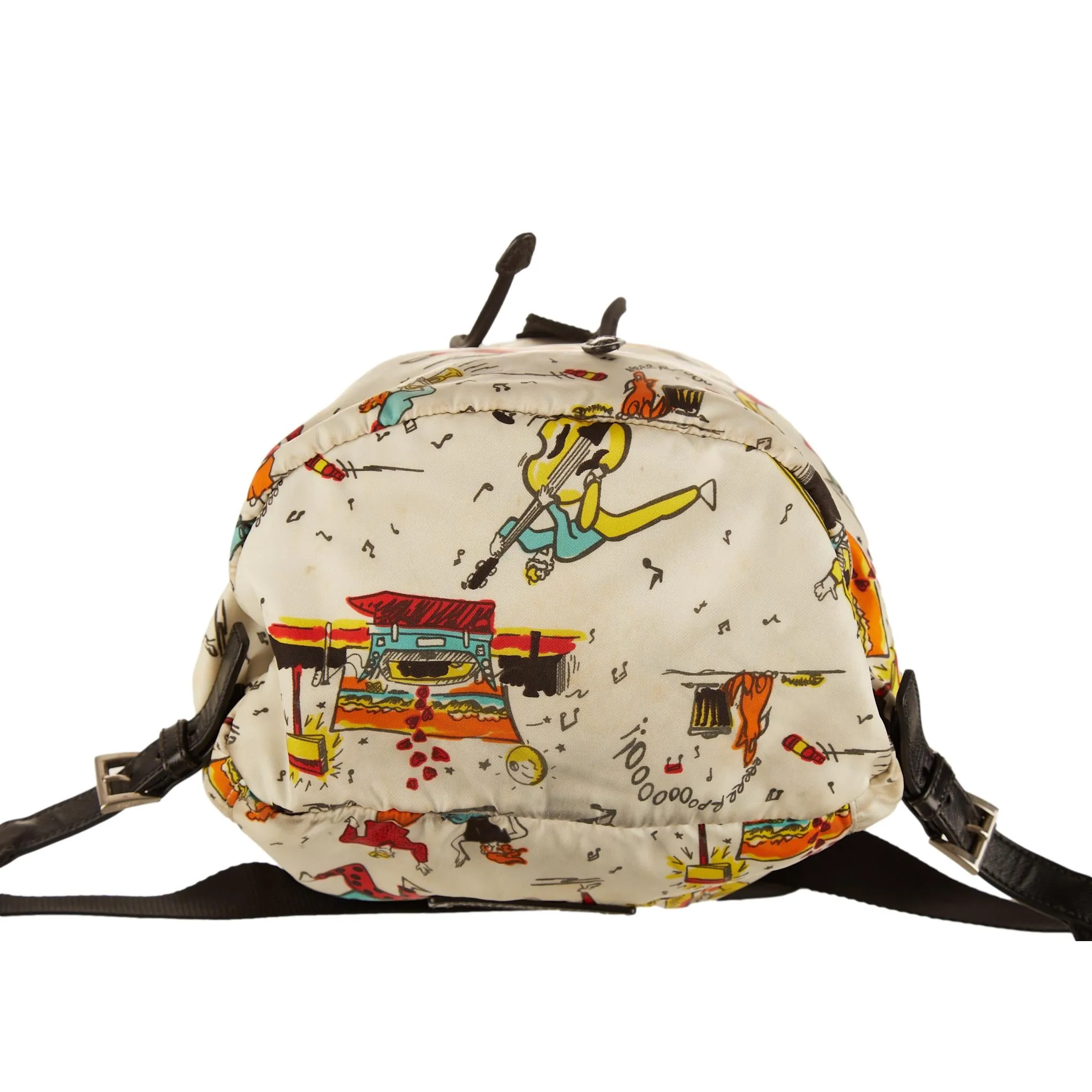 Prada White Band Print Backpack