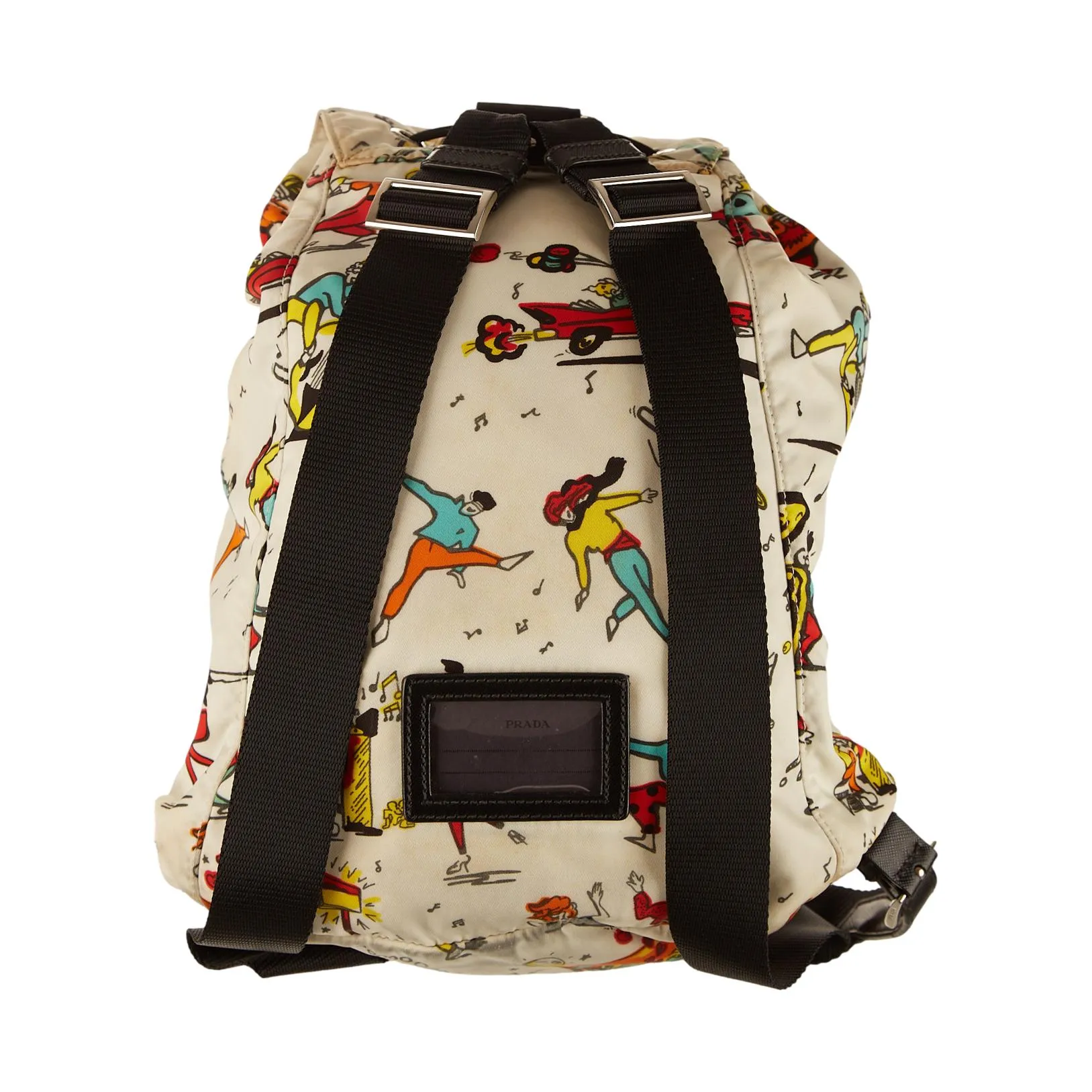 Prada White Band Print Backpack