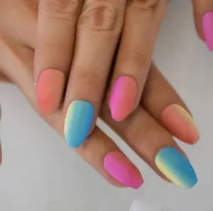 Press On Nails Rainbow Matte Ombre Almond Nail Kit