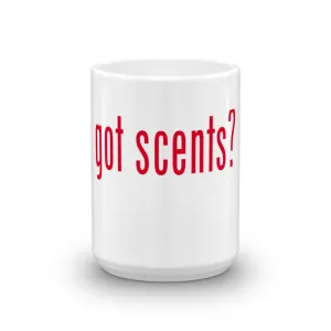 "Got Scents?" Ceramic Coffee Mug with Red Letters