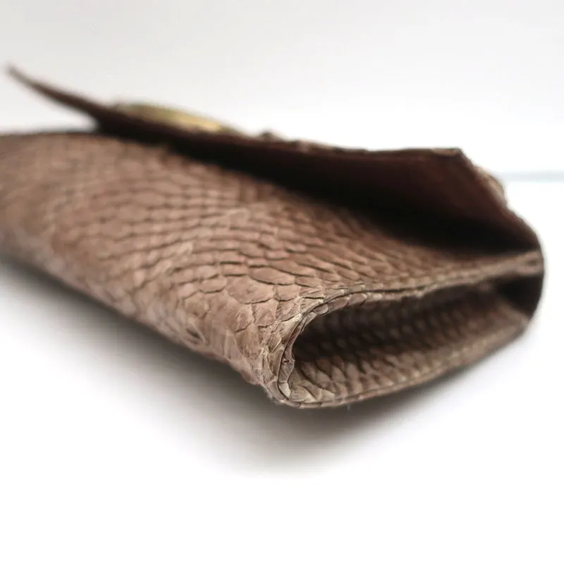 R&Y Augousti Clutch Brown Snakeskin & Stingray Evening Bag