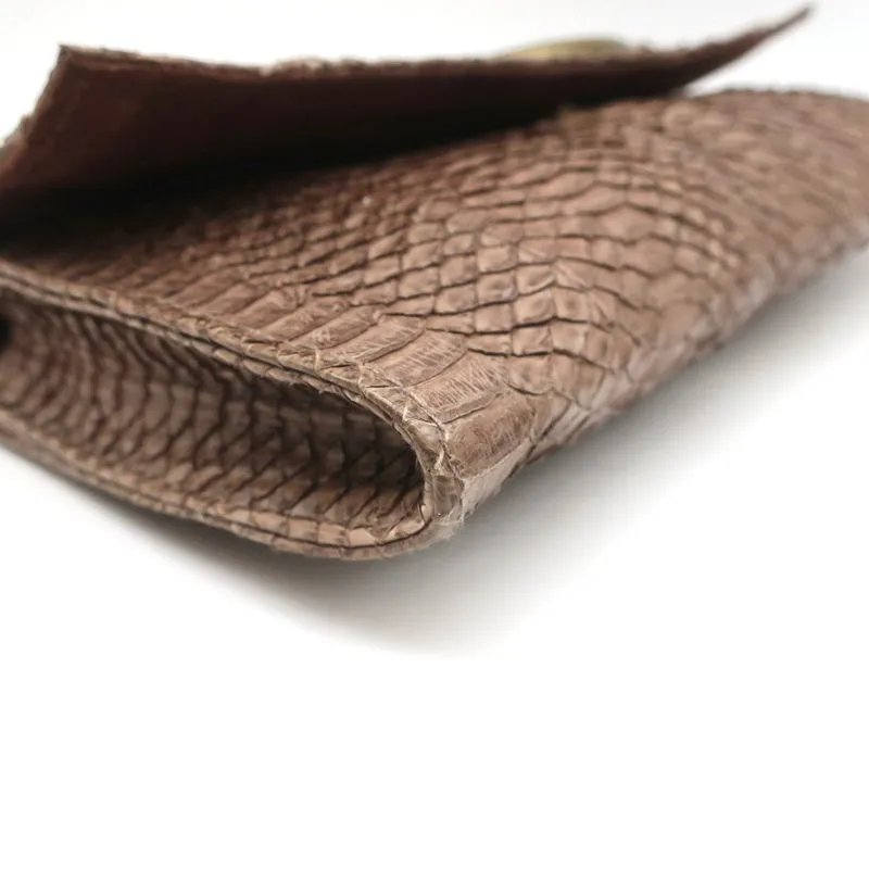 R&Y Augousti Clutch Brown Snakeskin & Stingray Evening Bag