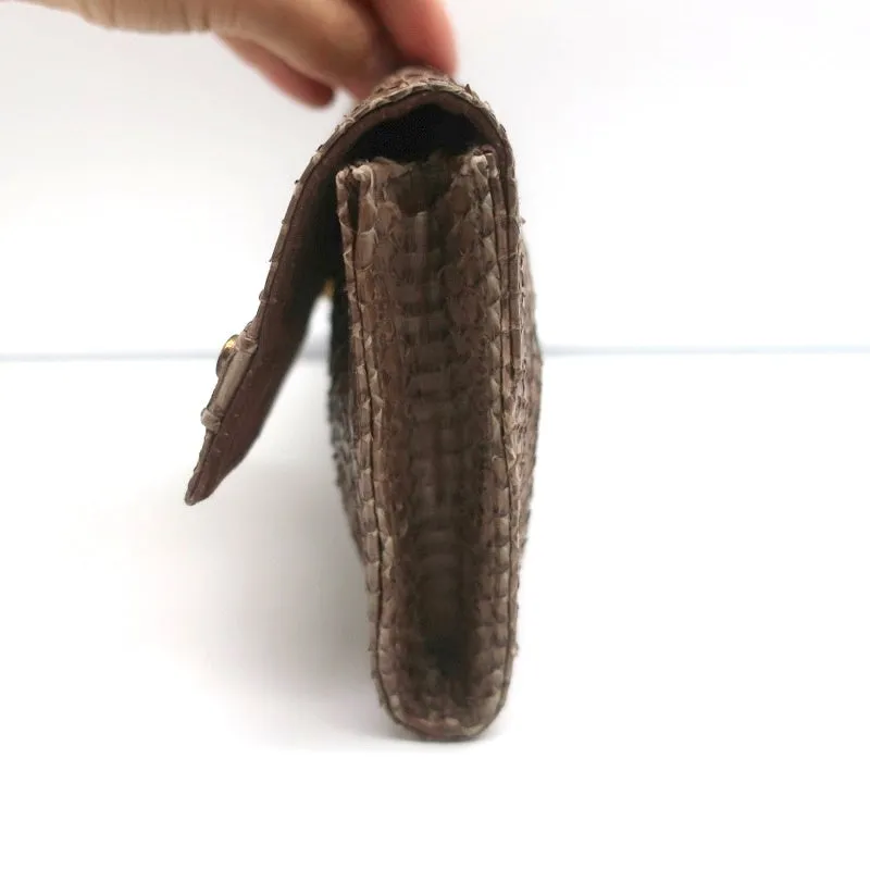 R&Y Augousti Clutch Brown Snakeskin & Stingray Evening Bag