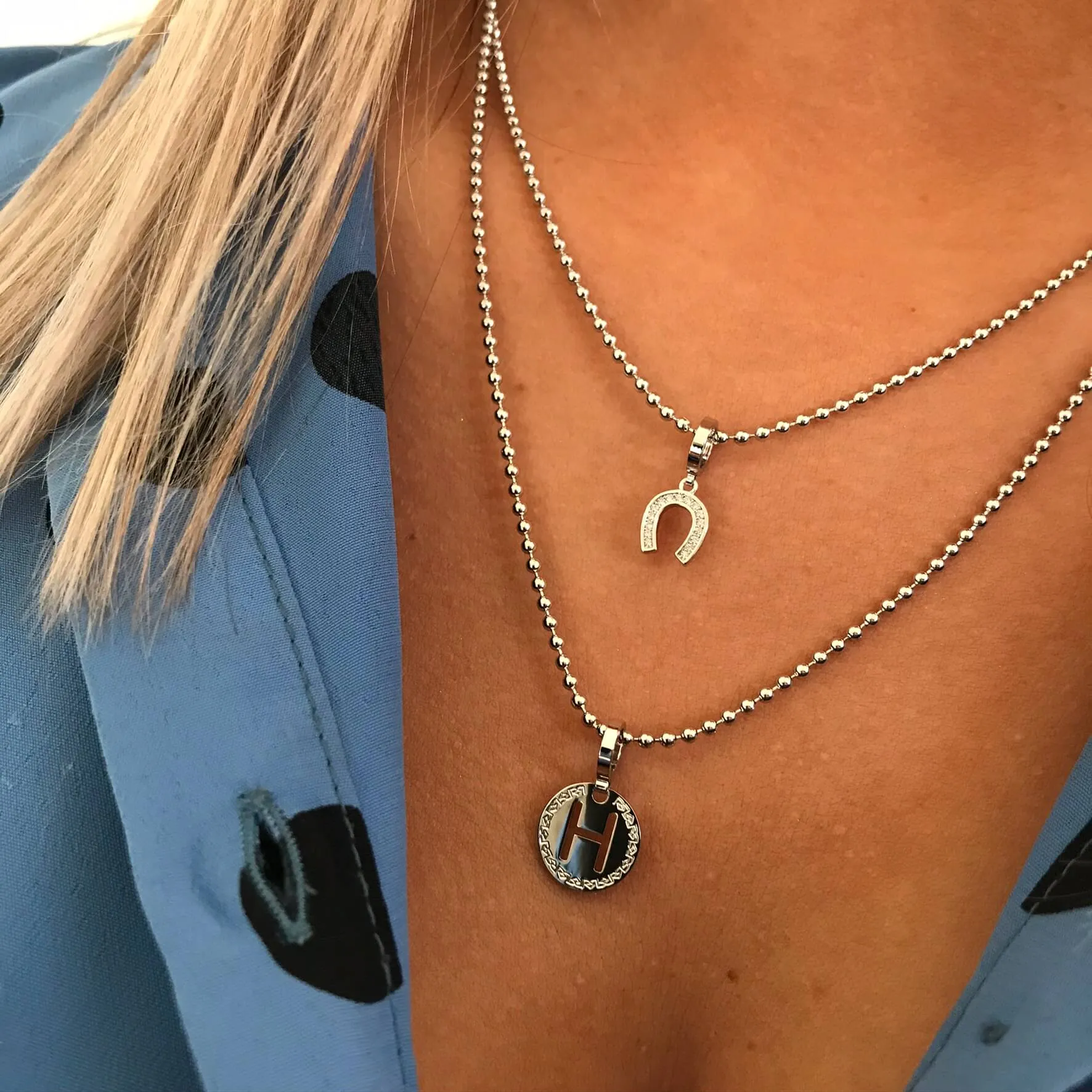 Rebecca Silver Sparkle Horseshoe Charm