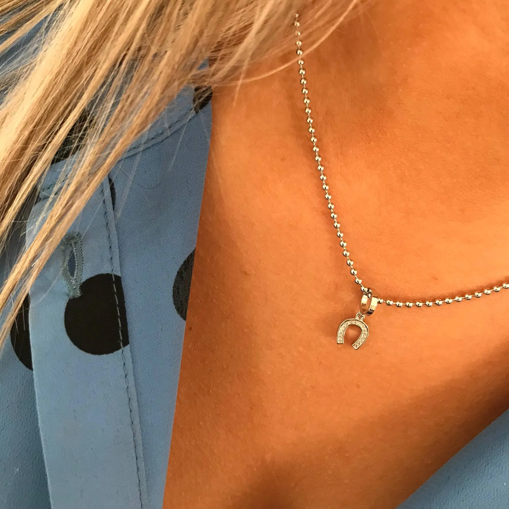 Rebecca Silver Sparkle Horseshoe Charm