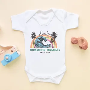 Retro Summer Holiday Personalised Baby Bodysuit