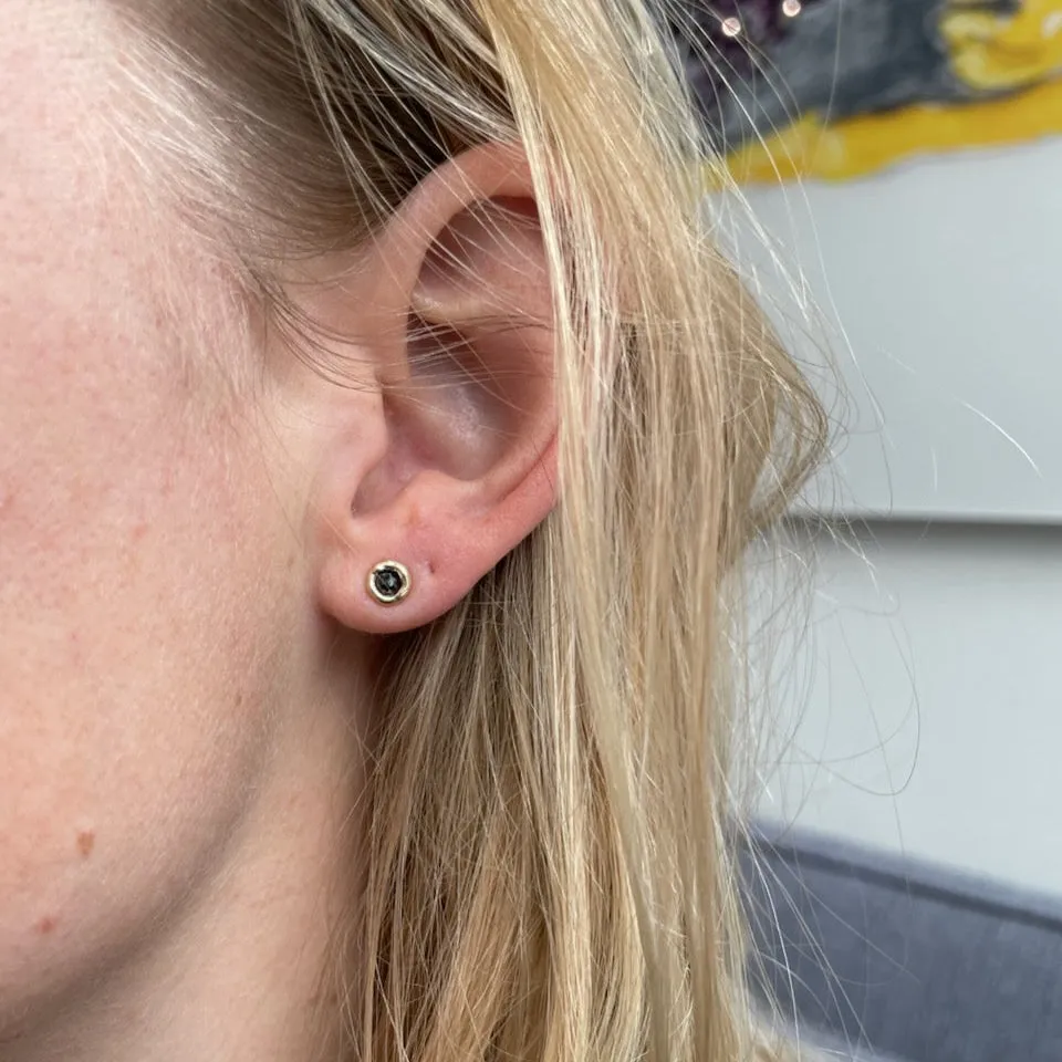 Rose Cut Black Diamond Portal Studs