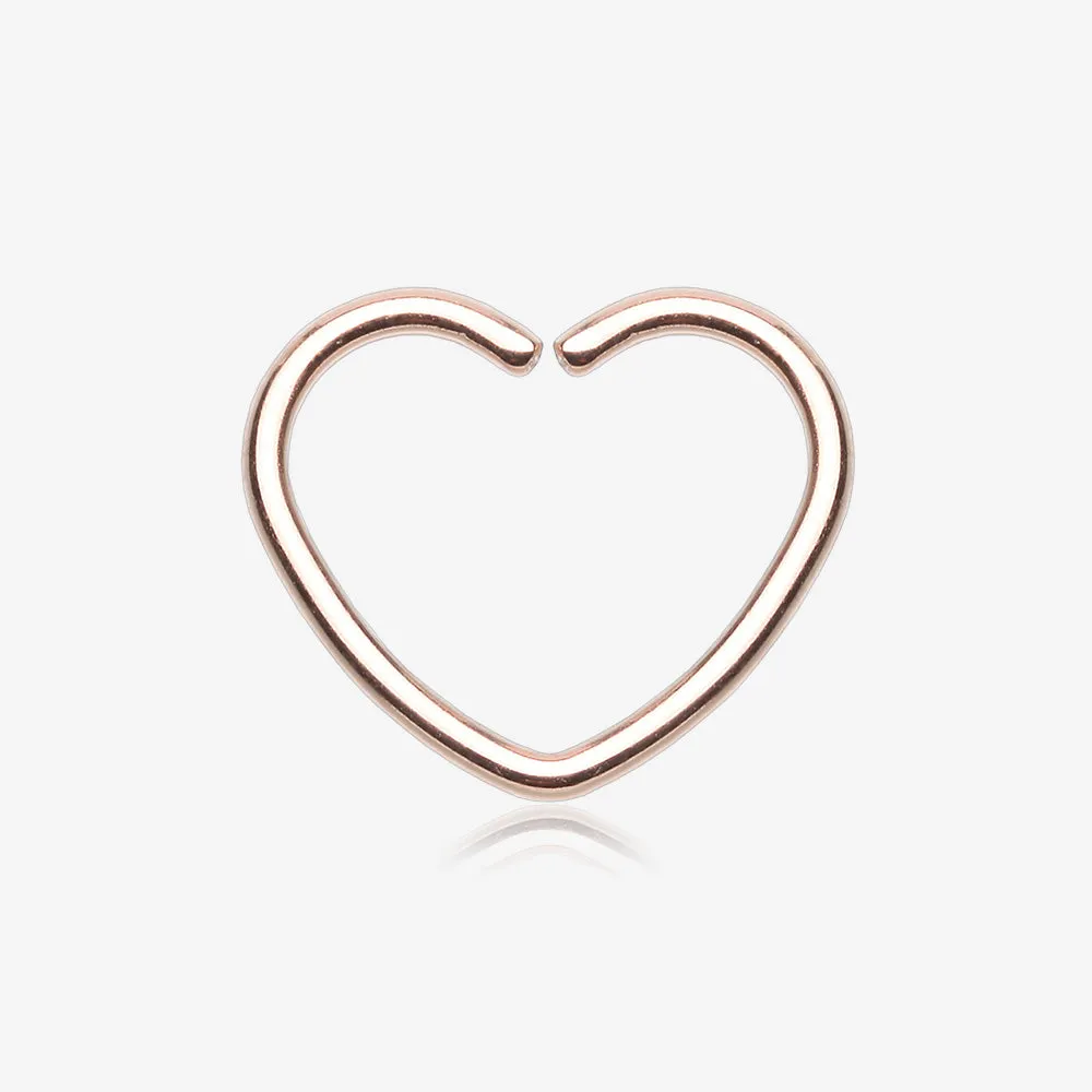 Rose Gold Heart Bendable Twist Hoop Ring