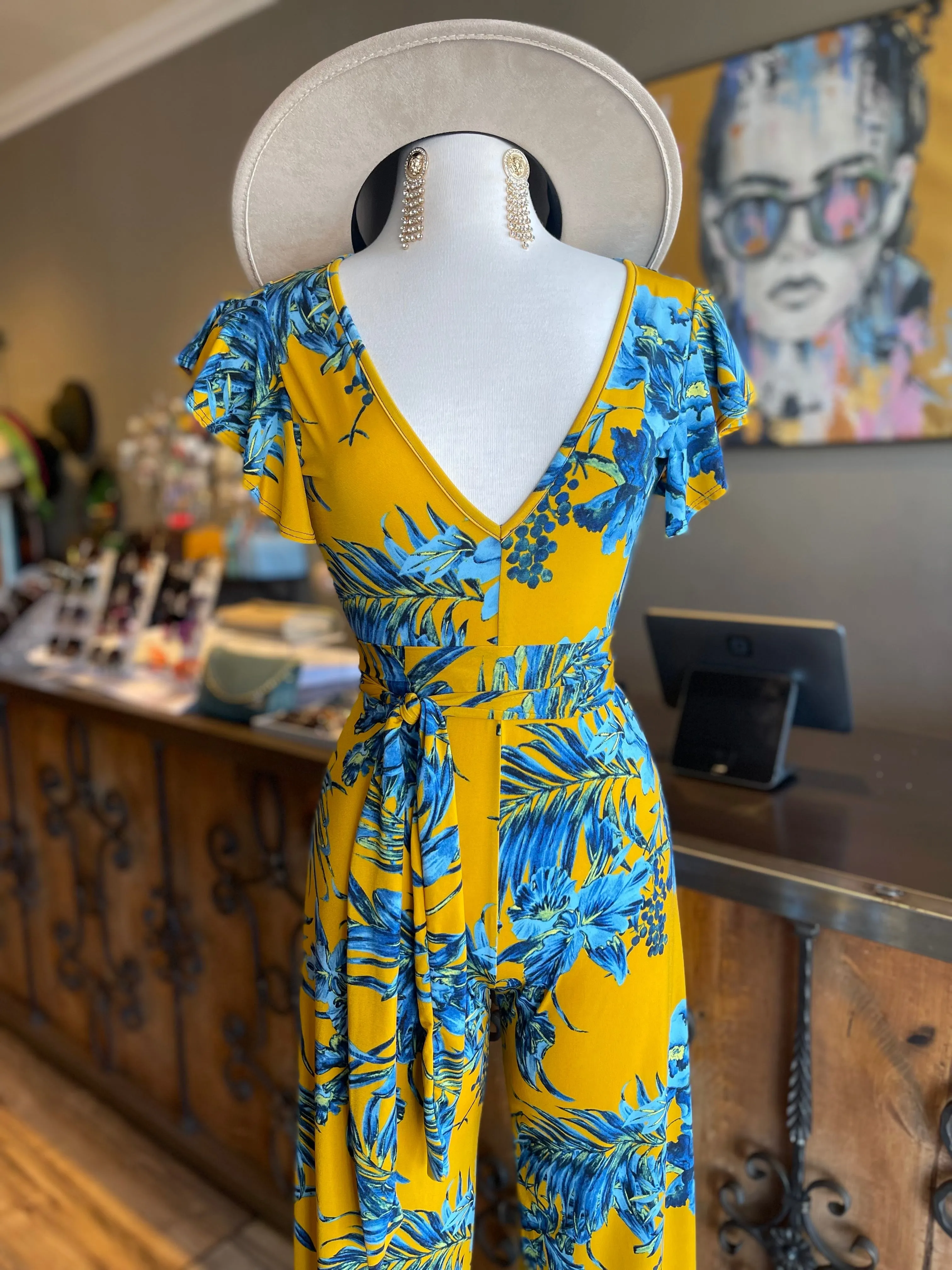 Ruffle Short Sleeve Backless Jumpsuit FINAL SALE