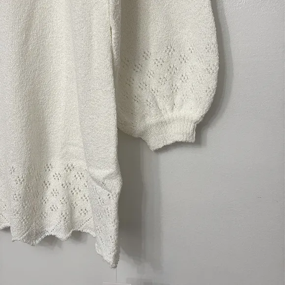 RUMORED Vermont Mini Dress Boho Chic White Long Sleeve Sweater Knit Short Dress