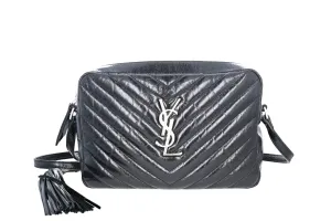 Saint Laurent Quilted Crinkled Leather Camera Bag