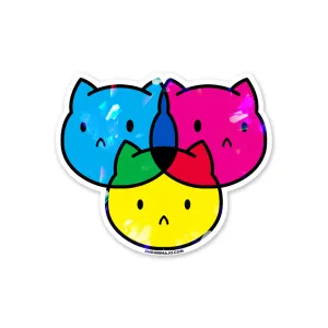 Sassy Kitties CMYKitty Sparkly Sticker