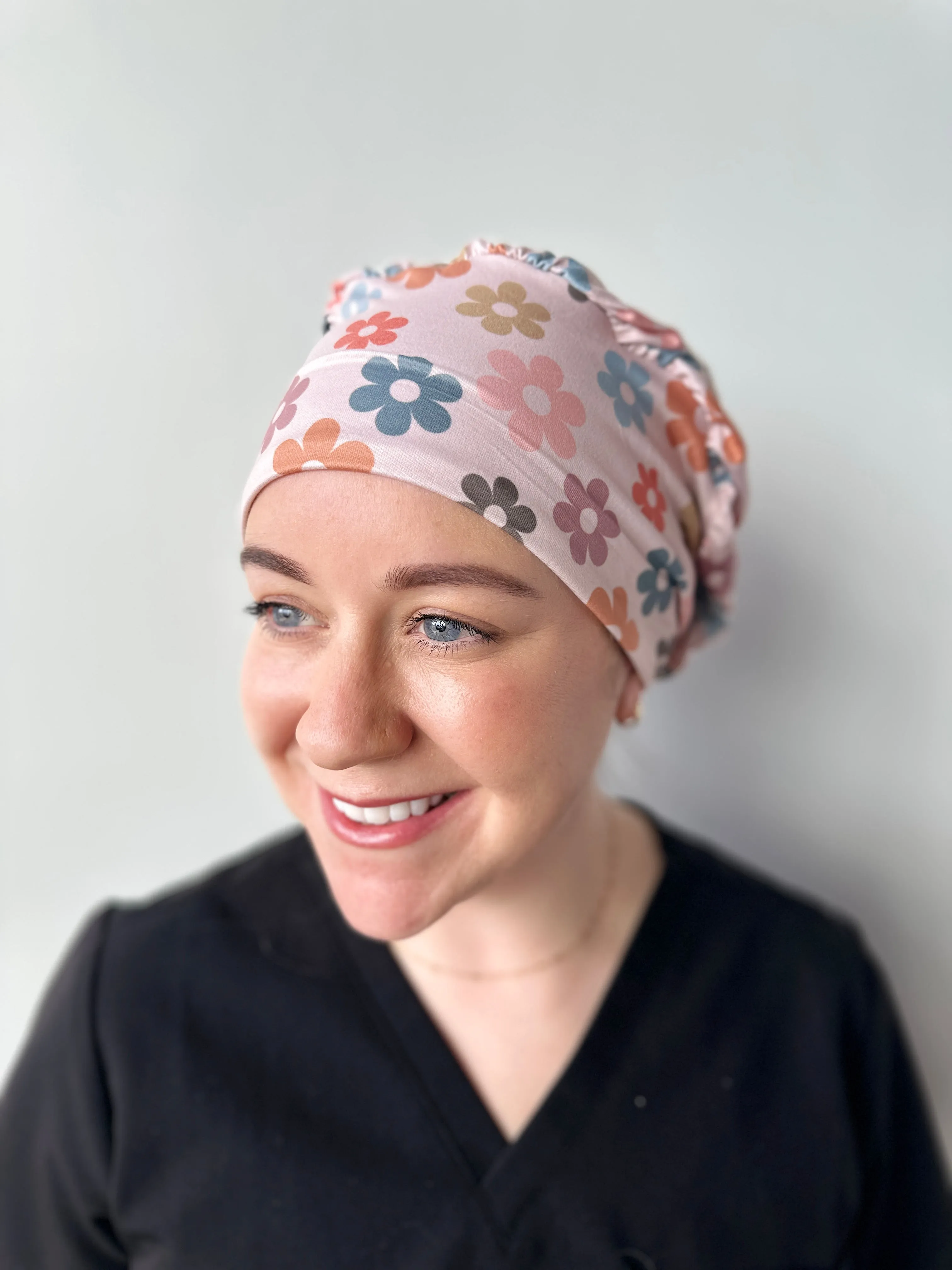 Scrub Hat - Muted Groovy Daisies