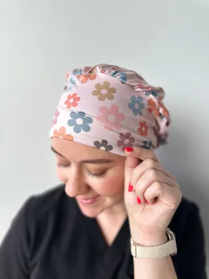Scrub Hat - Muted Groovy Daisies