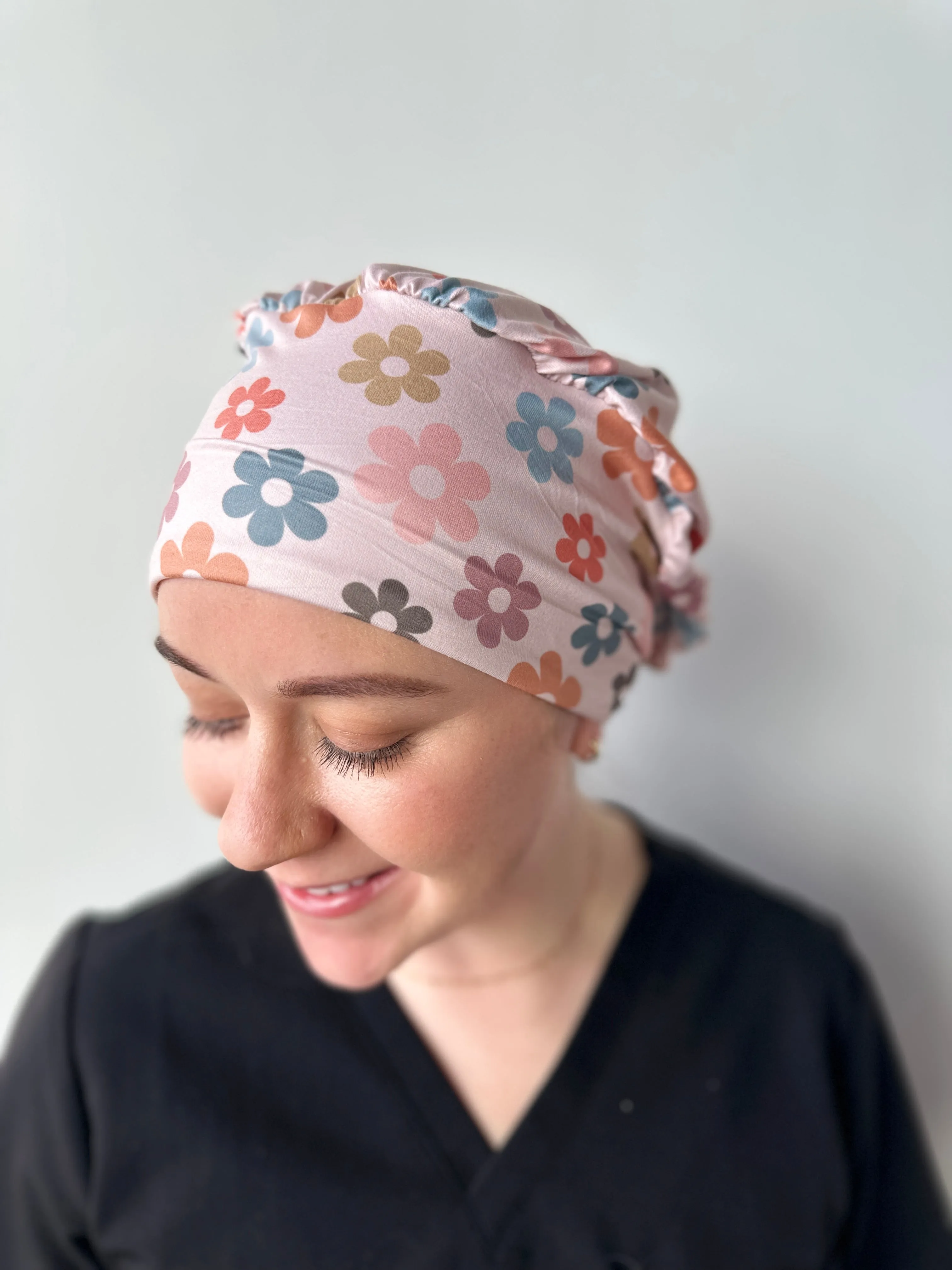 Scrub Hat - Muted Groovy Daisies