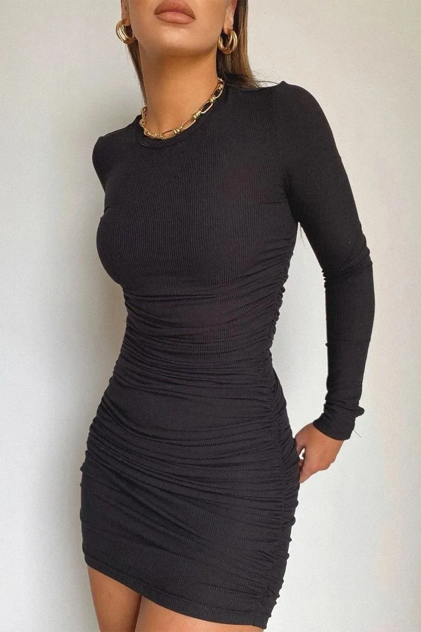 Sexy Round Neck Long Sleeves Bodycon Fall Dresses