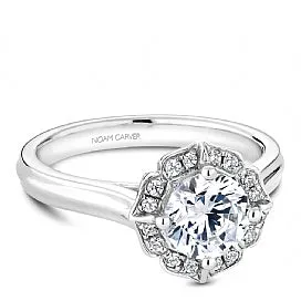 Shared Prong Halo Engagement Ring R030-01WM