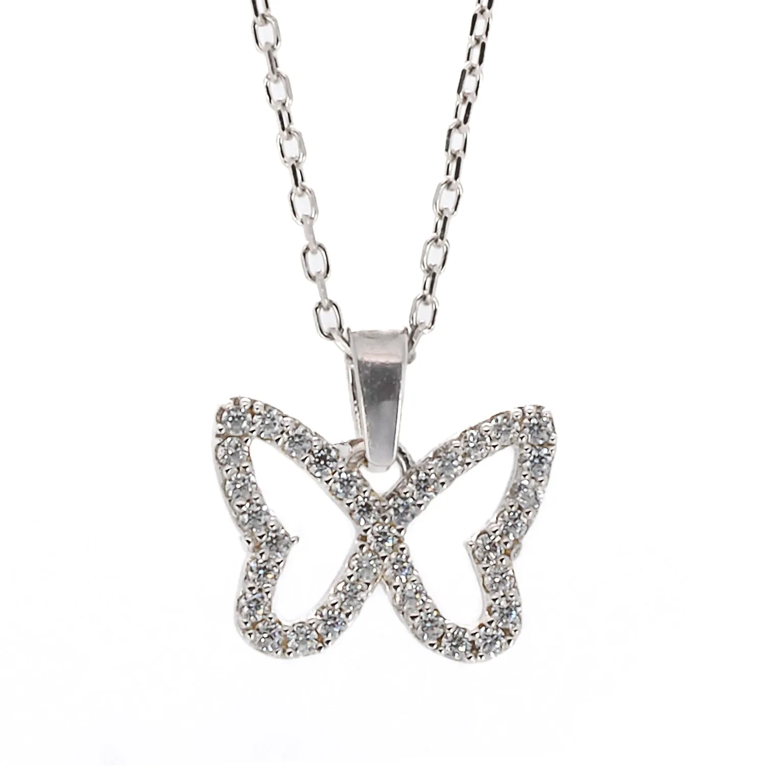 Silver Sparkly Butterfly Necklace