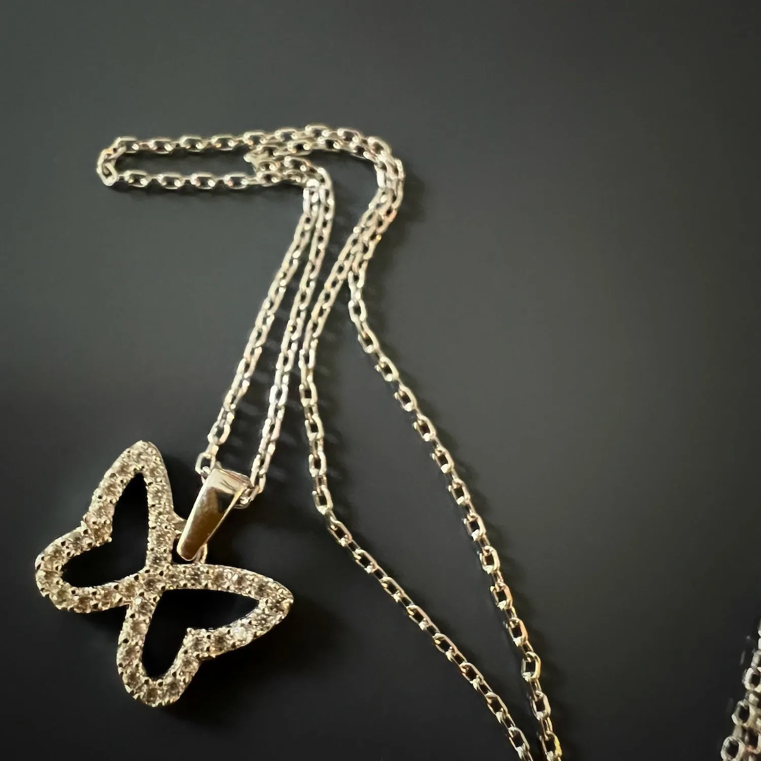 Silver Sparkly Butterfly Necklace
