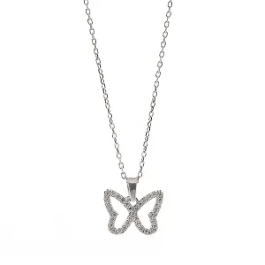 Silver Sparkly Butterfly Necklace