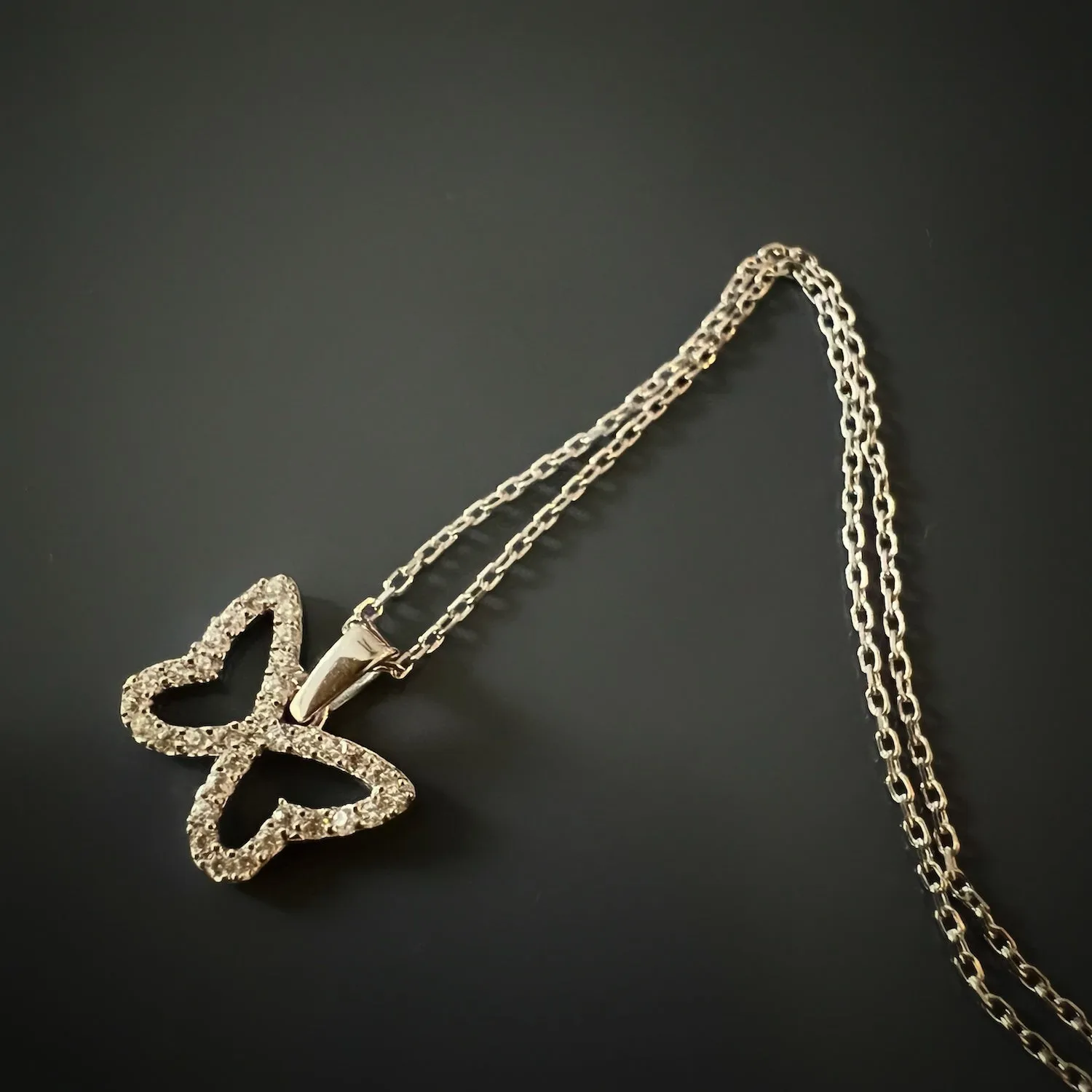 Silver Sparkly Butterfly Necklace